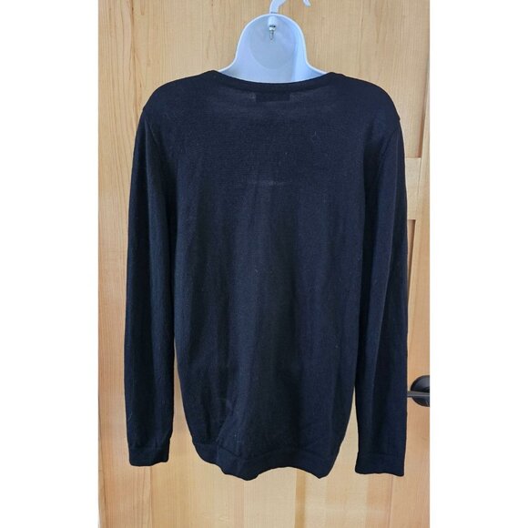 Black wool V-Neck Sweater Long Sleeve Pullover cottagecore whimsygoth - Picture 4 of 10